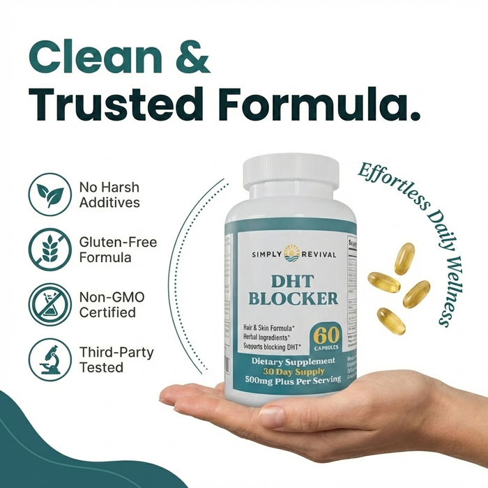 Simply Revival Natural DHT Blocker formula highlights