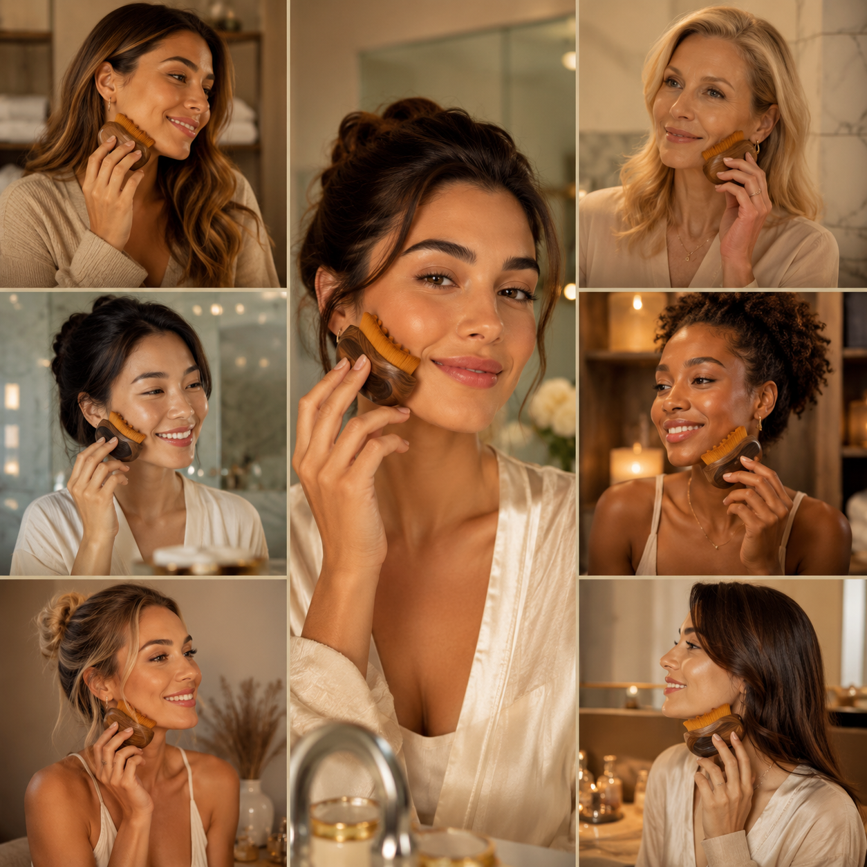 Collage of diverse women using the Aeki brush